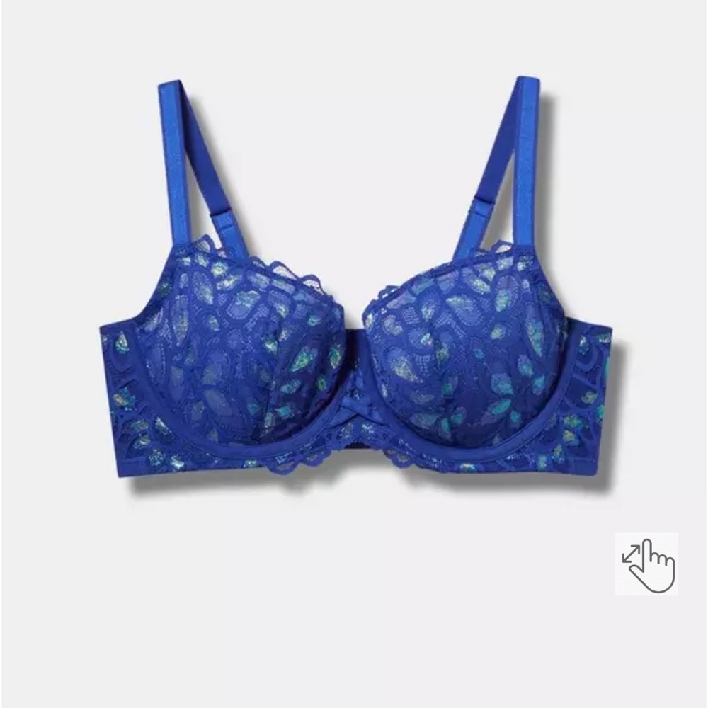 Torrid Blue lace balconette underwire bra